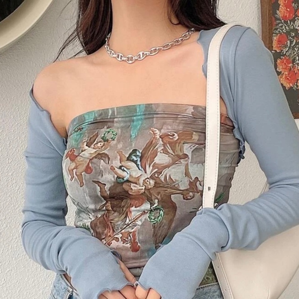 ✨ Angelic Renaissance Mesh Off-Shoulder Top - Size Large ✨